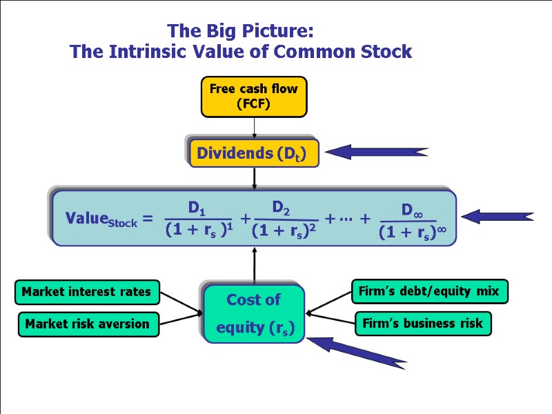 Dividends (Dt) Market interest rates Firm’s business risk Market risk aversion Firm’s debt/equity mix